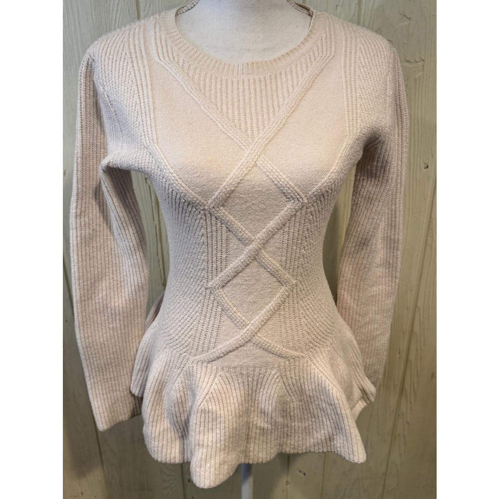 Ted Baker Ohavia Ivory Peplum Sweater Long Sleeve Size 4 - Picture 3 of 13